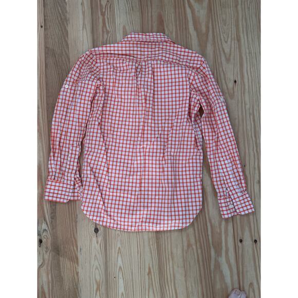 Gap Kids Orange Checkered Button Down Girls Size Large 10 Regular Cotton - Picture 2 of 8